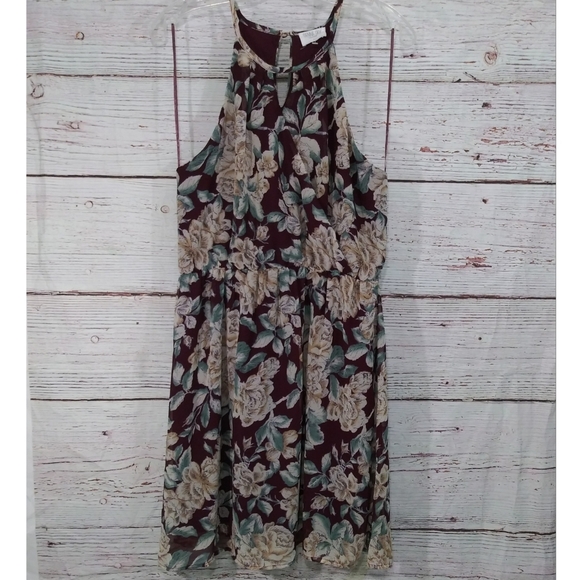 Sienna Sky Floral Midi Dress Sz L - Picture 1 of 8